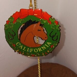 BRASS ENAMELED HORSE ORNAMENT